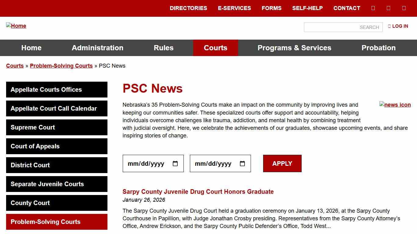 PSC News Nebraska Judicial Branch