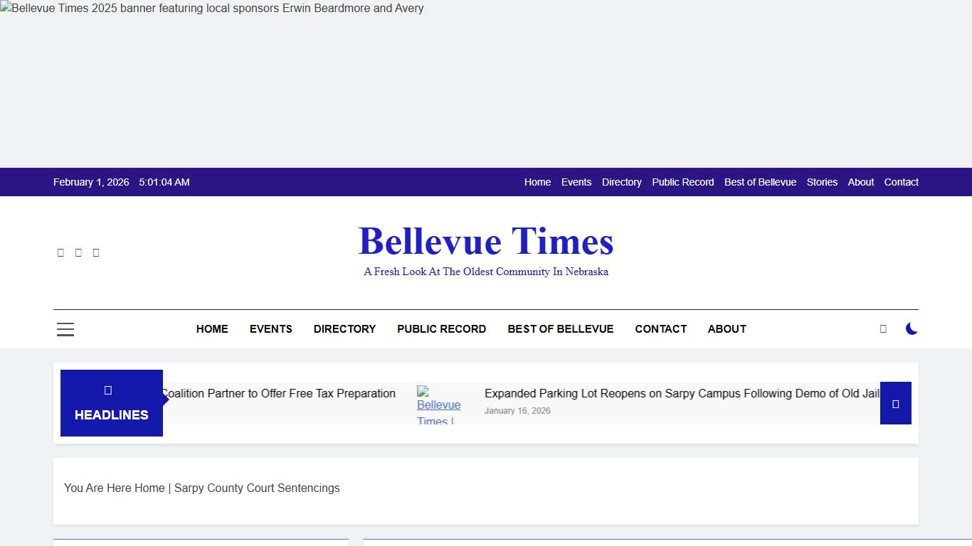 | Information Regarding Recent Sentencings In The Sarpy County Court. For All Of The Cases Listed, The Arrest Occurred In Bellevue, Nebraska. Older Sentencings Are Archived At The Bottom Of The Page.